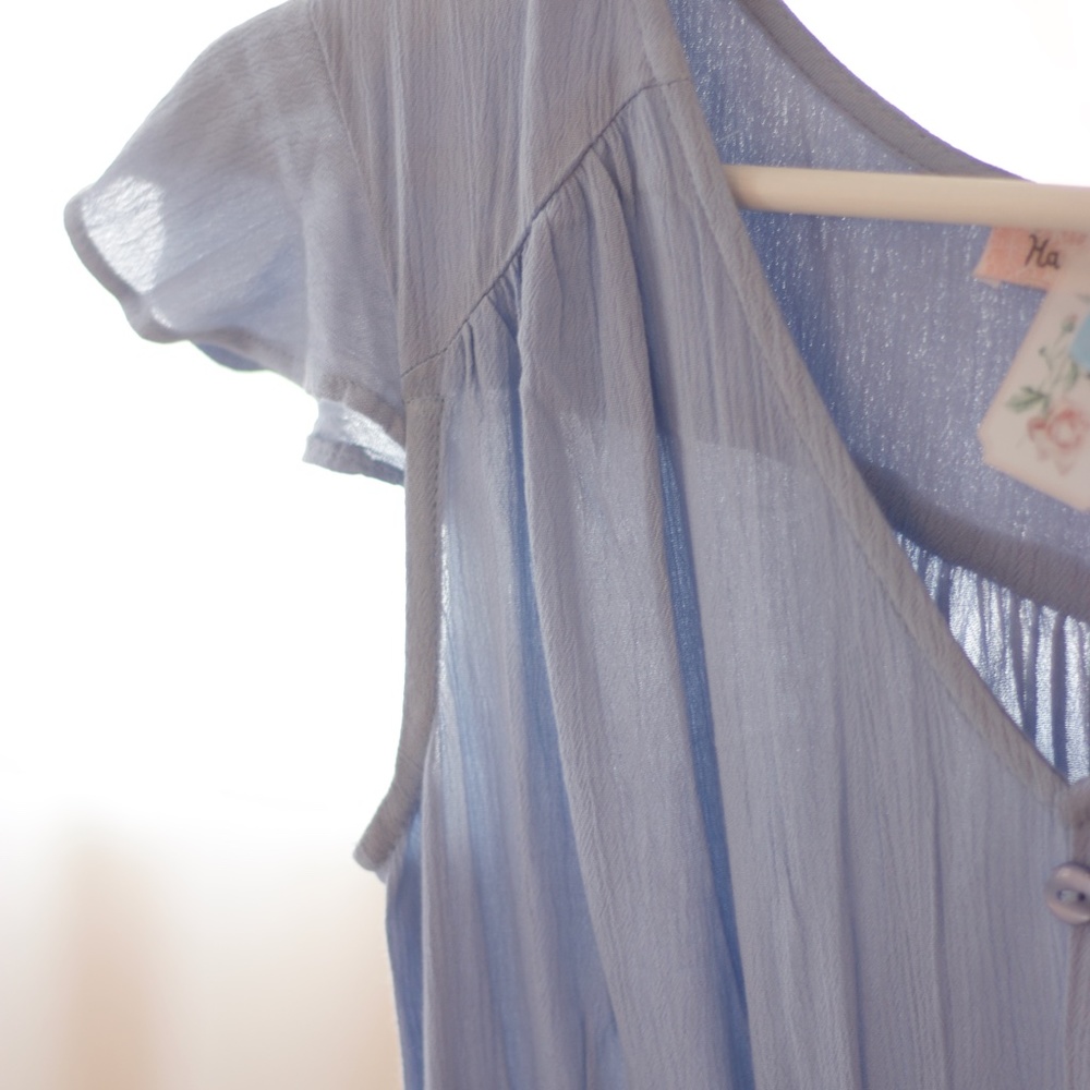 Light Blue High-Low Button-Front Dress - Picture 9 of 14